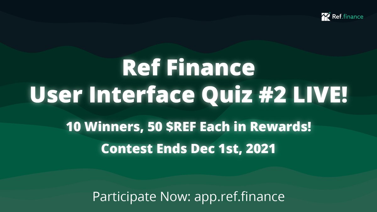Another chance to win 50 $REF &amp; learn how to fully take advantage of the new &amp; improved User Experience🎉 

-Follow <a href="/finance_ref/">Renamed</a>
-Reply with img of your perfect score on the "New UI" Quiz + NEAR Wallet address
-Like &amp; Retweet this post

📢Take quiz now 👉 app.ref.finance