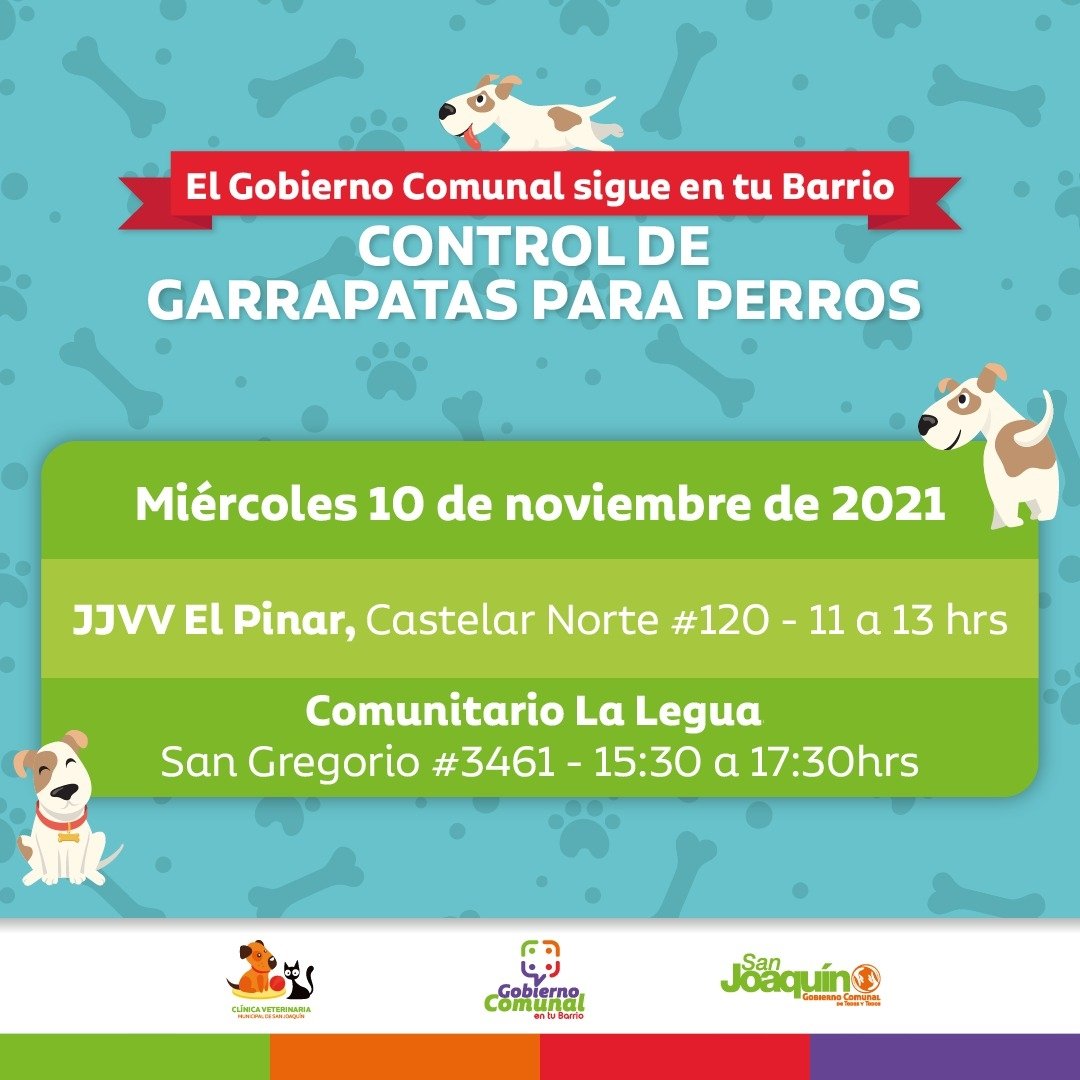 munisanjoaquin's tweet photo. 👉🏼Continuamos con el operativo
#ControlDeGarrapatas para 🐶
Dos lugares diferentes, en dos horarios diferentes, para que puedas elegir el que más te acomode 🤩
Te esperamos 💪🏼 https://t.co/1cBp8zCSYS