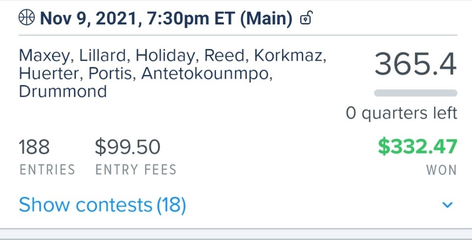 dailyDFSking's tweet photo. @TopFantasyPlays small slate? No problem! #TeamTFP cashes in anyway. Way to go brother! https://t.co/lhJmGBNai3