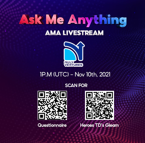 Only 30mins to join our AMA with Nuly Ventures at 1 PM (UTC) - Nov 10, 2021. 
Gleam: gleam.io/vKrGV/ama-and-…
✅ Bounty Join and Claim: dapp.heroestd.io/bounty
✅ Get Ido slot on discord: discord.gg/heroestd
#heroestd #nftgame #nulyventures