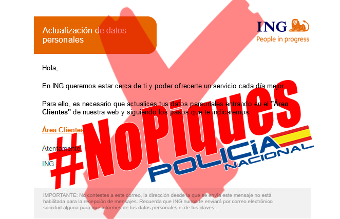 policia's tweet photo. 📢ATENCIÓN

Si recibes un mensaje de tu #banco 📲 para que actives tu cuenta⤵

❌NO PIQUES❌

Tu entidad bancaria nunca te pedirá información a través de  #SMS o #email 
 
IGNORA Y ELIMINA🗑

#Phishing https://t.co/5JSKBZD5Eg