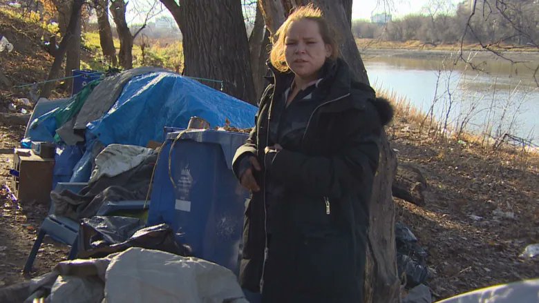HeatherWellsCBC's tweet photo. Coming snowstorm worries Winnipeggers living in tent encampments  @AustinGrabish @cameronmaclean   https://t.co/C6raPej8xb https://t.co/FMzoeTiACF