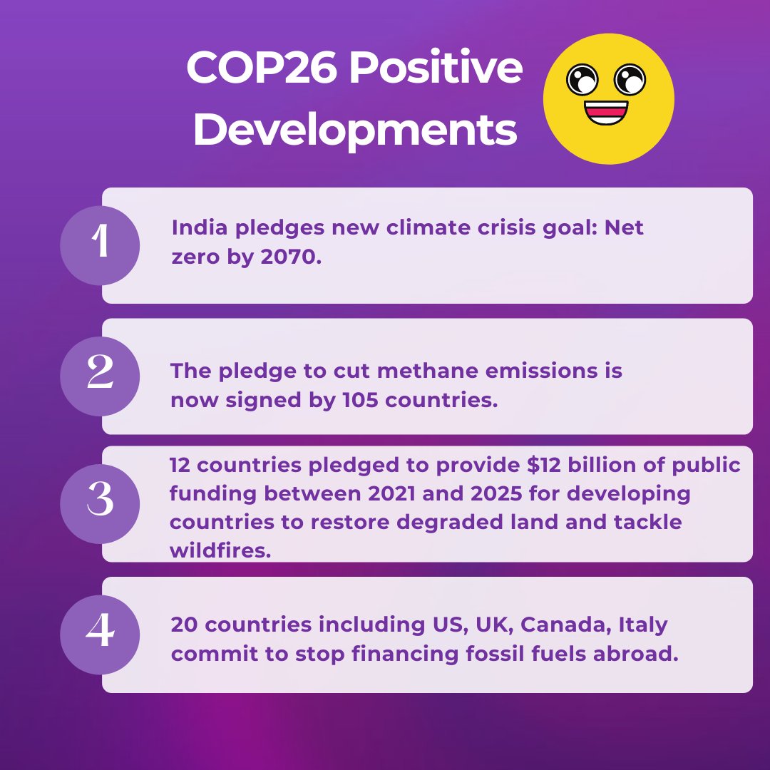 SaathiPads's tweet photo. A quick summary of COP26 so far. Please let us know in the comments what you think of the same.

#COP26 #ClimateHub #Glasgow #SaveEnvironment #ClimateChange https://t.co/m8CxoTurKC