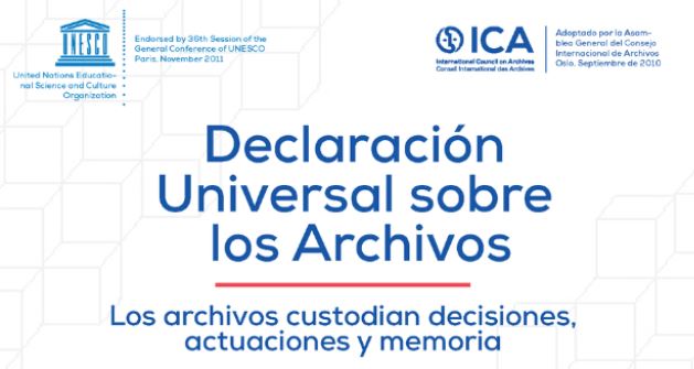 ALAArchivos's tweet image. ¡Hoy celebramos el décimo aniversario de la Declaración Universal de los Archivos!
Fue creada por el @ICArchiv  y adoptada por la @UNESCO en 2011.
Consulta la DUA aquí: ica.org/es/declaracion…
Manifieste su apoyo aquí: ica.org/es/get-involve…
#EmpoderarLosArchivos #DUArchivos