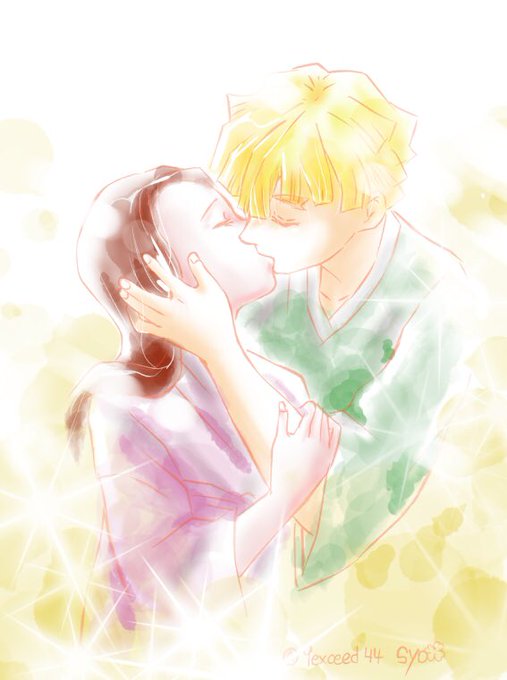 にゃも［ﾕｯｸﾘ♡］さんがTwitterに投稿した我妻善逸(鬼滅の刃)のイラスト。