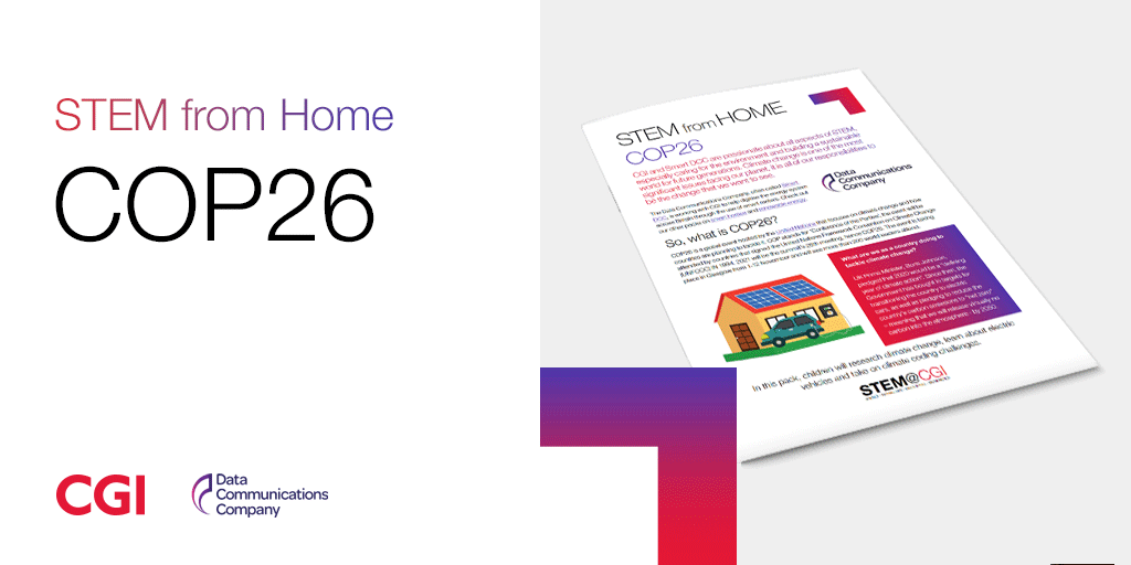 CGI_UKNEWS's tweet photo. Research all things #COP26 with our latest #STEMfromHome pack in partnership with Smart DCC. Learn about electric vehicles, tackle climate coding challenges and see what small changes you can adopt to make a BIG difference https://t.co/h5QTx38JUy #COP26 #WeAreCGI https://t.co/iUabfhVzyK