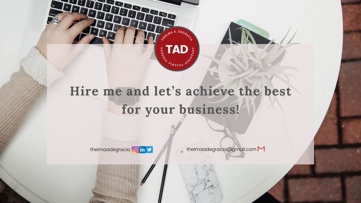 ThelmaVirtual1's tweet image. Do you need someone who can help you with brand identity design?

Hi! I am Thelma, I help businesses achieve decisive results. 

👉Let’s connect and talk! Email me at thelmaadegracia@gmail.com or connect with me on LinkedIn

#virtualassistant  #assertiveVA #Branding