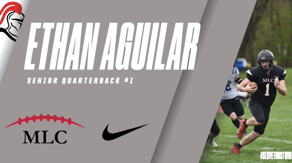 MLCFootball's tweet photo. Senior #1 Ethan Aguilar 

Congrats, Ethan, and God's Blessings! 

#servetrustwin https://t.co/VhSPIfGfSh