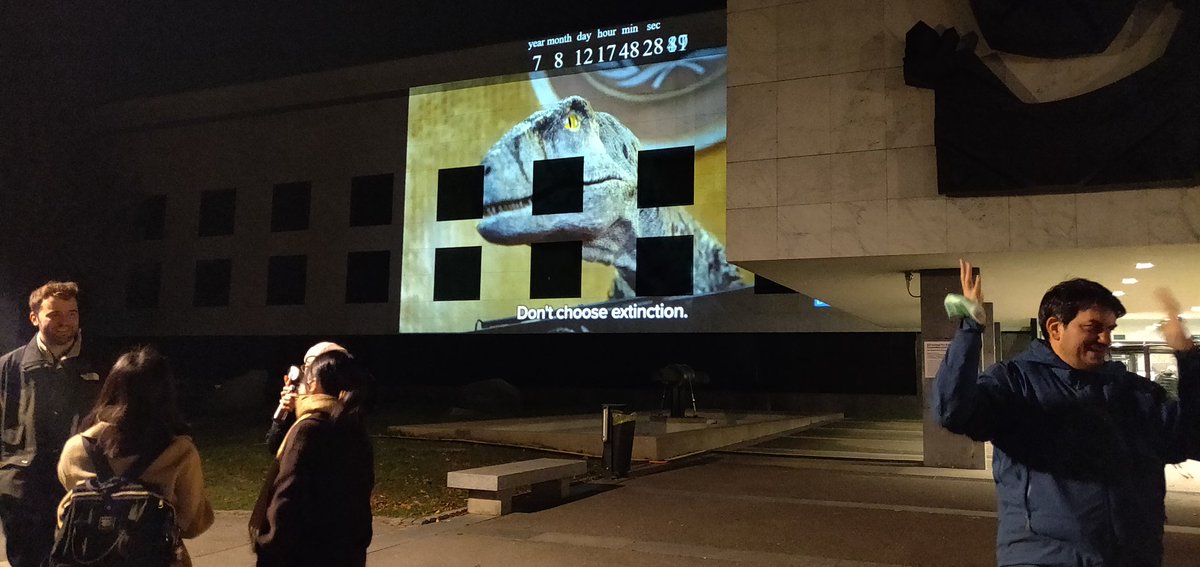 Fun night yday <a href="/UN/">United Nations</a> Palais des Nations &amp; <a href="/MuseumGeneve/">MuséumGenève</a> w/ <a href="/swiss_un/">SwitzerlandUN</a> <a href="/GenevaImpact/">Geneva Impact</a> <a href="/UNDPGeneva/">UNDP Geneva</a> teams to raise awareness in <a href="/VilleDeGeneve/">Ville de Genève</a> on issue of fossil fuel subsidies.
<a href="/frankiethedino/">Frankie The Dino</a> is scary but not as much as the prospect of not taking #ClimateAction!
#DontChooseExtinction