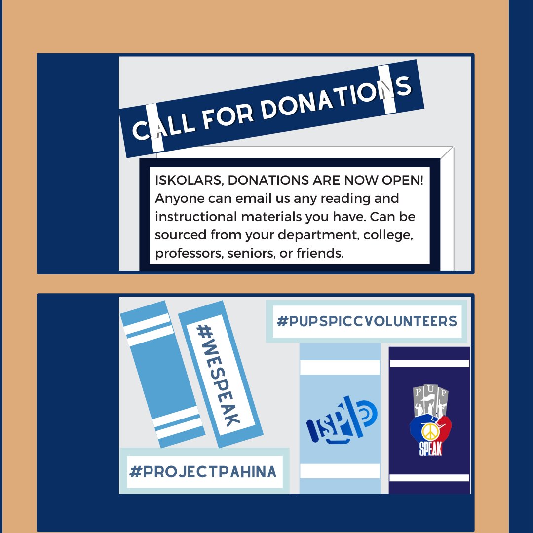 SPICPUP's tweet photo. Heads up, Iskolars!

Gear up as we learn and help one another! With the collaboration of PUP SPEAK, SPICC Volunteers, and PUP Community, #PROJECTPAHINA is right here to help you!

For donations you may visit the SPICC Facebook page.

Link:
https://t.co/xTbWrBxptt

 #PROJECTPAHINA https://t.co/WwvU7RIptd