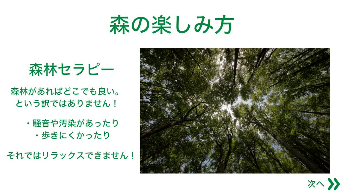 moricrew's tweet photo. 【森林セラピーができるおすすめの森はどこ？】

森林セラピーを楽しむにはまず、心身ともにとてもリラックスできる森を見つける必要があります❗️

では森林を探す方法は？😲

🌳詳しくは図で解説しています⤵︎ https://t.co/68it1isGyV