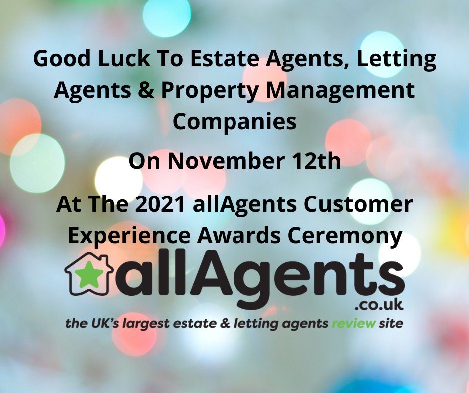 Good Luck To #EstateAgents, #LettingAgents &amp; #PropertyManagement Companies On November 12th At The allAgents Customer Experience Awards Ceremony.
#awards #awardwinning #awardsnight #agentawards #awardswinningagency #propertyawards