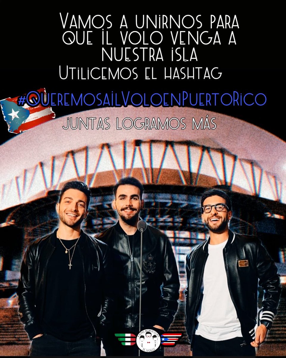 FansBoricuasIV's tweet photo. ¡Rieguen la voz Ilvolovers Boricuas!  Estamos ansiosos porque se nos confirme que somos parte del nuevo tour. 🔥✨ Por eso: #QueremosAIlVoloEnPuertoRico. 

Utilicen el hashtag, y rieguen la voz. 🔥 

@IBoschetto @piero_barone @GianGinoble @ilvolo @SonyMusicPR @AriesComPR https://t.co/wzkZswUFDA