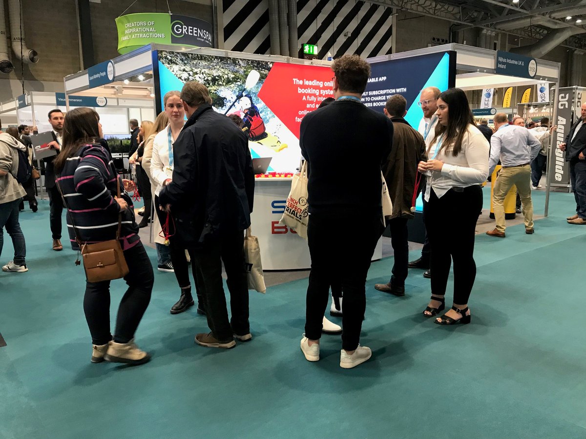 TheSportsBooker's tweet photo. The team fully engaged; the platform is engaging! @holidayparkshow #NEC on stand 3152. #bookingsystem #onlinebooking #bookingapp #facilitiesmanagement https://t.co/YvfP407SMb