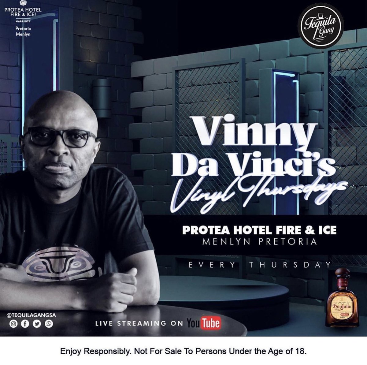 molaetsamedia's tweet photo. Thursday 11 November 2021
#SpringActivated @tequilagangsa
#VinnysVinylThursdays @ PROTEA HOTEL Fire & Ice in Menlyn Pretoria ((in association with @donjulio))
#DreamsOnPlastic #VinylThings
17h00 - 18h30 @GYStereo
18h30 - 20h00 @Nhlex_DSU
20h00 - 22h00 @VinnyDaVinci https://t.co/uGRcixXmUf
