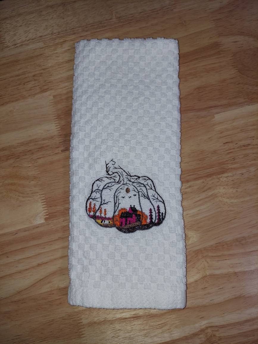 Autumn Scenes #1 Series 100% Cotton Kitchen Towel #customized #handtowels #custom #kitchentowels #kitchentowel #towel #towels #embroidered #handmade etsy.me/309kkaW