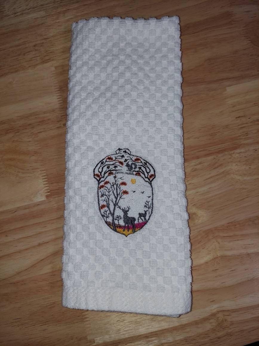 Autumn Scenes #2 Series 100% Cotton Kitchen Towel #customized #handtowels #custom #kitchentowels #kitchentowel #towels #towel #embroidered #handmade etsy.me/3bXbBeu