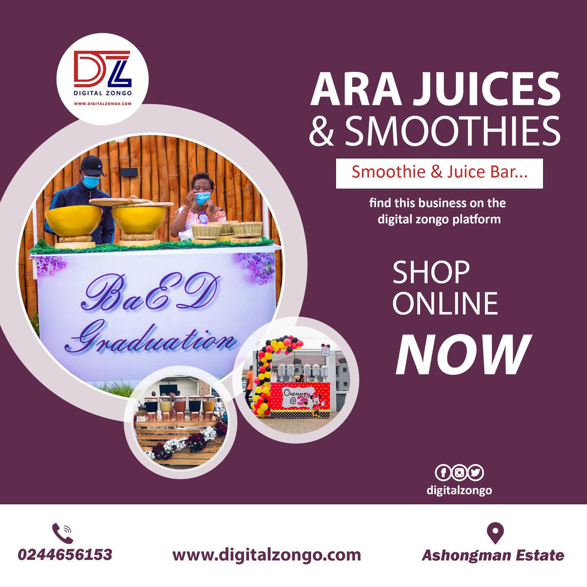 digitalzongo's tweet photo. Ara Juices & Smoothies is a Mobile bar service, that provide local drinks, freshly squeezed fruit juices and mocktails for all events.
Kindly find them on https://t.co/DCu6WEYoSx
#Kindlyshare
#DigitalZongo
#ZongoImpact
#Zongovationhub
#AraJuices https://t.co/U6IKrmXEBb