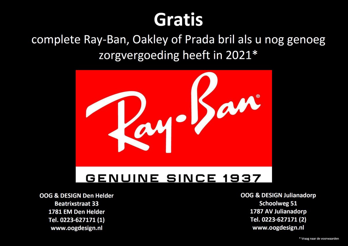 OOGenDESIGN's tweet image. Gratis complete RayBan, Oakley of Prada bril als u nog genoeg zorgvergoeding heeft in 2021.