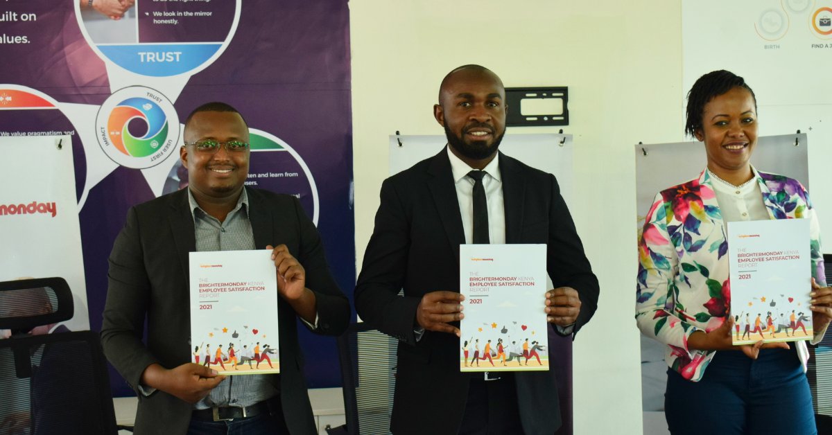 BrighterMonKE's tweet photo. Our CEO Emmanuel Mutuma, Marketing Manager Pancy Maina &amp; Head of HR @BrighterMonKE &amp; Uganda Kimani Kinuthia at the launch of the Kenya Employee Satisfaction Report 2021. Get the full report here: https://t.co/YKGn5fkNXV
#EmployeeSatisfactionReportKE #BrighterMondayKenya https://t.co/Xavm2VVVvB