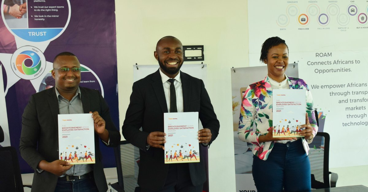 BrighterMonKE's tweet photo. Our CEO Emmanuel Mutuma, Marketing Manager Pancy Maina &amp; Head of HR @BrighterMonKE &amp; Uganda Kimani Kinuthia at the launch of the Kenya Employee Satisfaction Report 2021. Get the full report here: https://t.co/YKGn5fkNXV
#EmployeeSatisfactionReportKE #BrighterMondayKenya https://t.co/Xavm2VVVvB