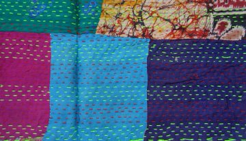 Handmade patchwork Silk Kantha Scarf Neck Wrap Stole Dupatta Hand Quilted Women Bandanas KP55