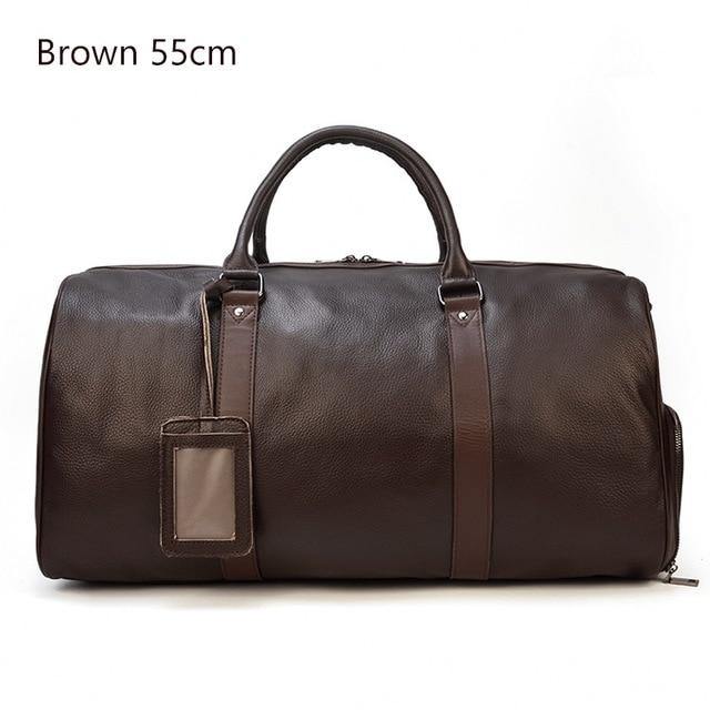 Premium Genuine Leather Weekender Duffle Bag - Available in 2 Sizes, Black or Brown vacationgrabs.com/products/premi… #carryon #vacationgrabs #adventuregrabs #attentiongrab #blackleatherbags #brownleatherbags
