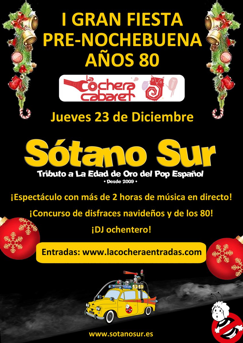 ¡¡¡ La Navidad comienza este año el 23 de Diciembre en la Sala <a href="/lacocheracabare/">La Cochera Cabaret</a> de Málaga !!!

Prepara tu disfraz y reserva ya la entrada anticipada en lacocheraentradas.com/shows/details/…

<a href="/SOTANOSUR/">SÓTANO SUR</a> 
#SótanoSur
#CazaOchentas