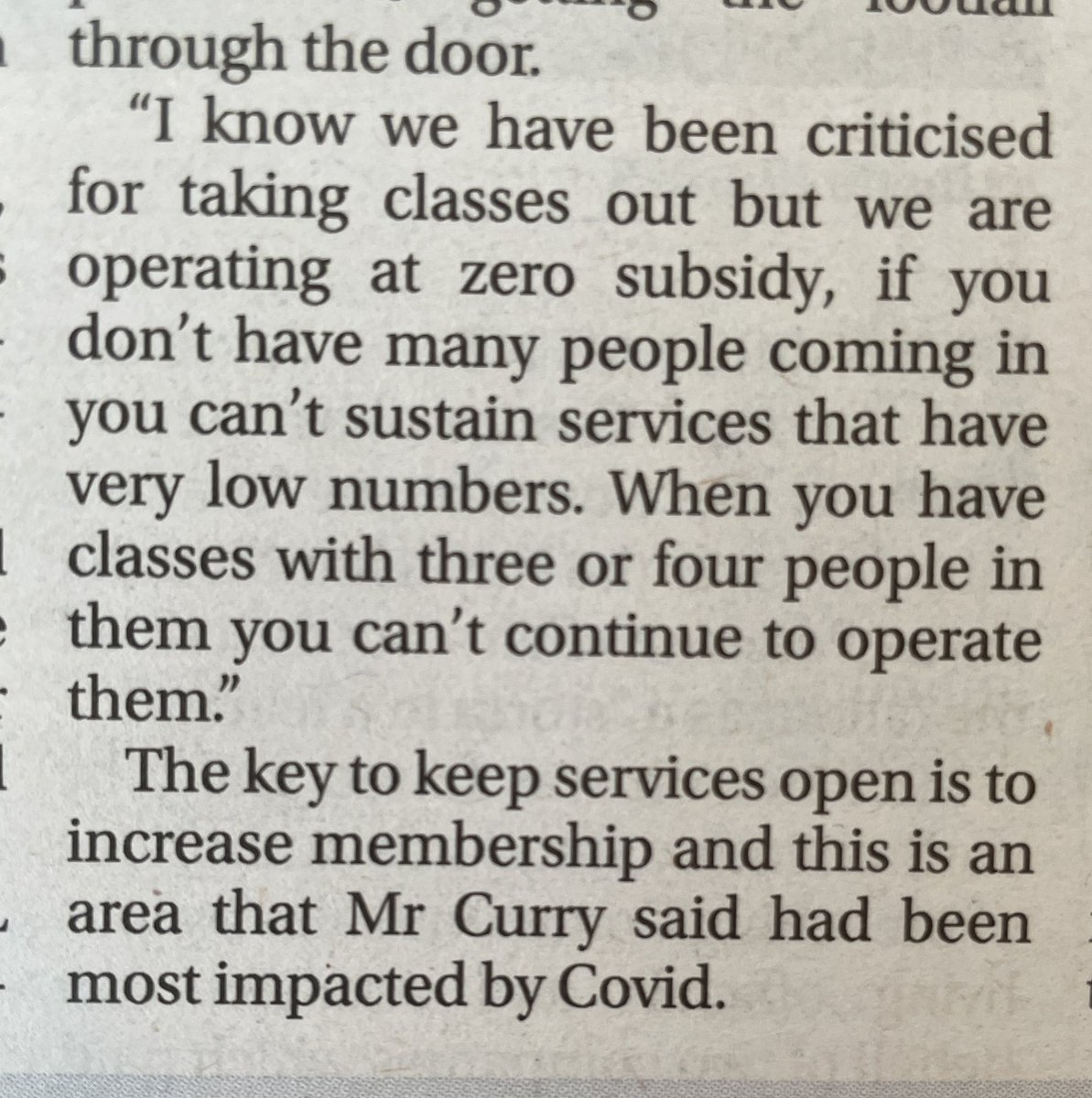 It’s a Chicken 🐓 and Egg 🥚 situation @GLL_UK James Curry… cutting classes and then wondering why your membership has dropped? Stop pushing your Use it Or Lose It angle and concentrate on improving your offer, customer service, and marketing the #wadebridge leisure centre