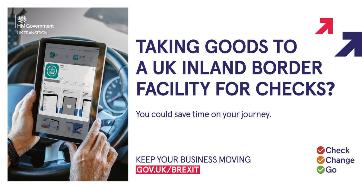 HMRCgovuk's tweet photo. Hauliers: Download our app before visiting an Inland Border Facility so you can:

✅Speed up on-site processing time
✅Check how busy sites are before you travel to avoid delays
🔎 'Attend an Inland Border Facility' on the App Store or Google Play Store https://t.co/vOx4F41jb1 https://t.co/IkolRt41y5