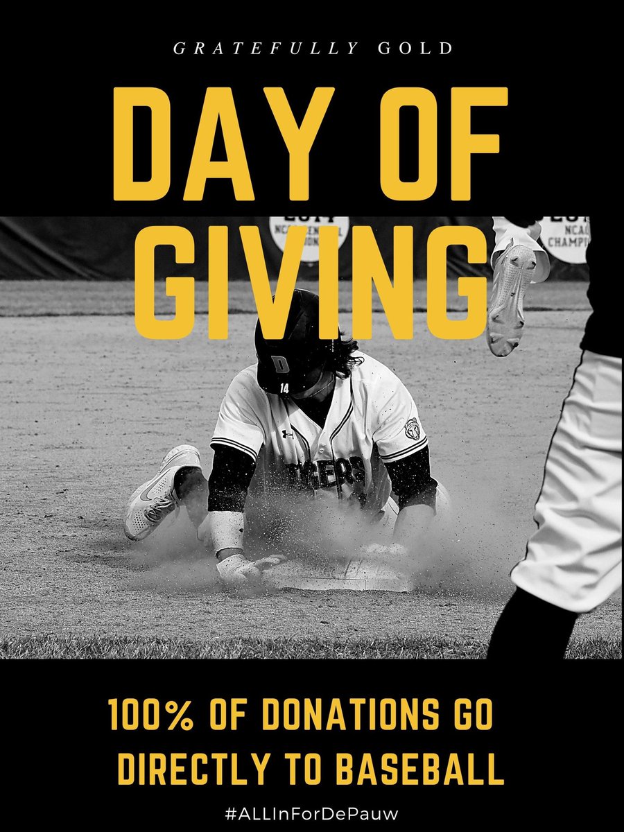 🚨🚨🚨🚨 Today is the day!  DePauw's Annual Day of Giving. 100% of your donation will go directly to the Baseball Team. Be sure to click “Tiger Club - Baseball” Link to donate is here: gateway.depauw.edu/s/1489/dg19/ho…