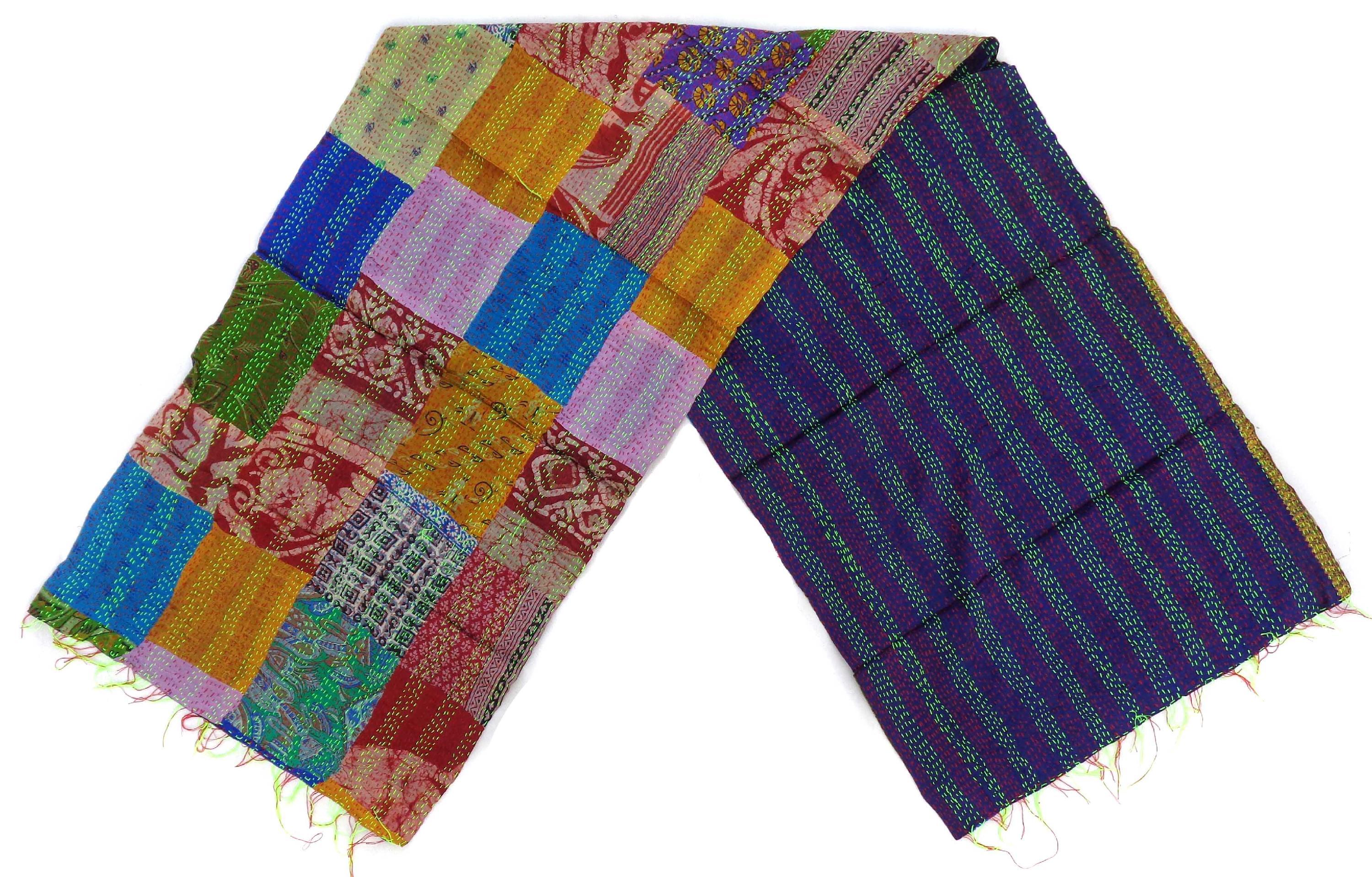 Silk Kantha Scarf Neck Wrap Stole Dupatta Collar Neckerchief Scarves KP63