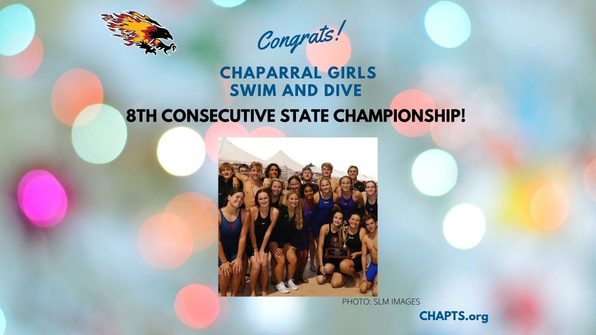 On Saturday, the Chaparral Girls Swim and Dive Team captured its 8TH CONSECUTIVE STATE TITLE! Go Firebirds! <a href="/swimanddivechap/">Chap Swim and Dive</a>