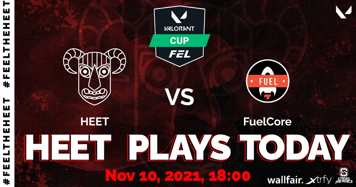 📣 #VALORANT GAMEDAY

The VALORANT boys take on the <a href="/esportsfinland/">FEL</a> Valorant Cup today! We'll be playing against <a href="/fuelcoreVAL/">FuelCore</a>.

Let's show support and wish them luck! 🤞

⏰ 18:00 CET

<a href="/Xtrfy/">Xtrfy</a> - <a href="/Streamheroes/">Streamheroes</a> - #FeelTheHEET