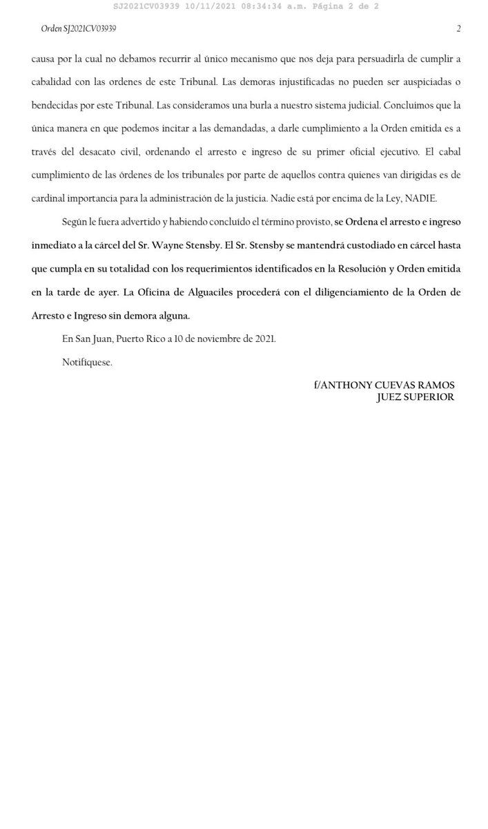 tatitohdz's tweet photo. NADIE ESTÁ POR ENCIMA DE LA LEY.

Orden de arresto para Wayne Stensby.

Reconocemos el liderato del Rep @luisraul2016 y el excelente desempeño de nuestro abogados en la @CamaraConPR Martínez Luciano y Rodríguez Escudero.

Transparencia y rendición de cuentas SIEMPRE. https://t.co/ALrVaaxMKL