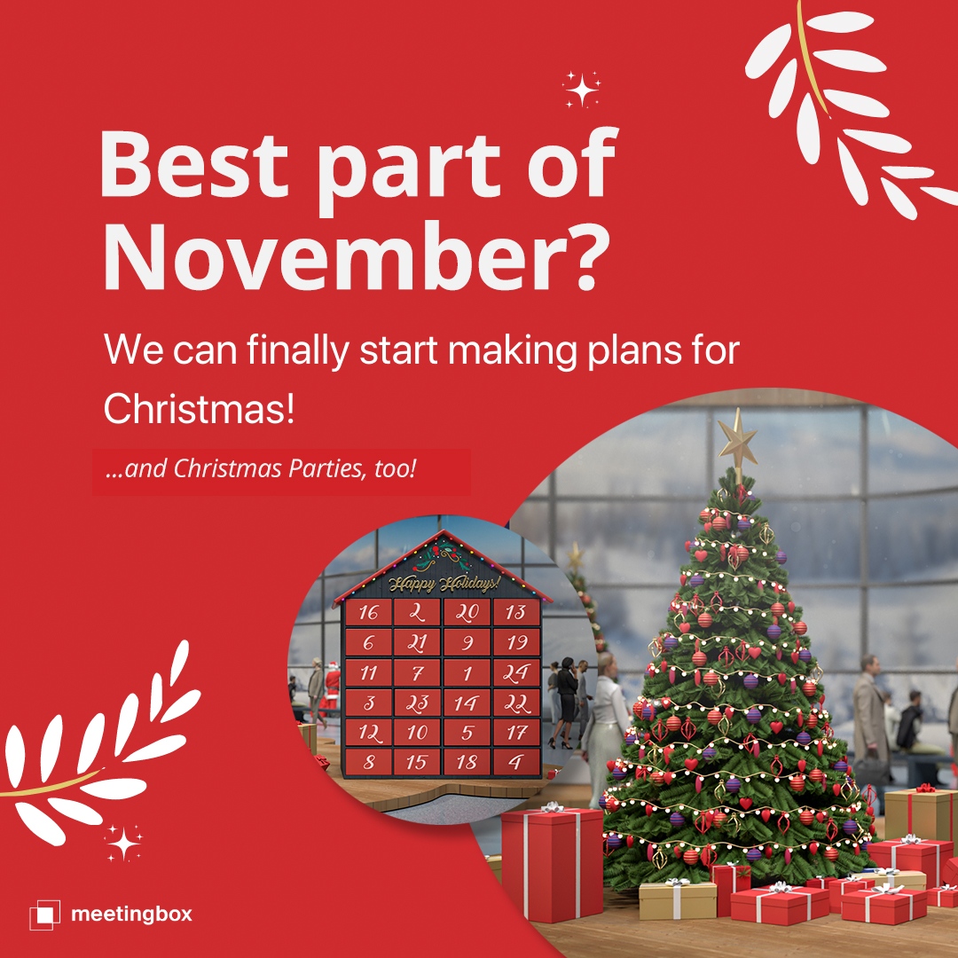 Meetingbox's tweet photo. Our mission is to make virtual events as entertaining as live events. Any kind of event, but especially your Christmas Party! Book a demo and take a look at our Virtual Christmas Venue! https://t.co/j7W9bXVMq7

#virtualevent #hybridevent #companyparty https://t.co/Z1xpcXC8ol