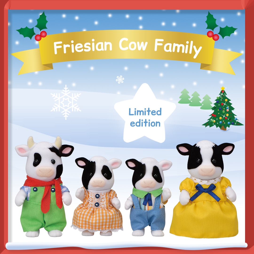 SylvanianUK's tweet photo. Looking for an extra special gift? Look no further than the limited-edition Friesian Cow Family! 🎁

This adorable family of four will fit right in to their Sylvanian Families collection.

Purchase the Friesian Cow Family here - https://t.co/OF42HKeTg5 https://t.co/3IVtKP1mAZ