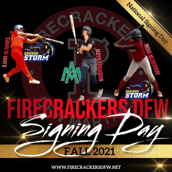 DfwFirecrackers's tweet photo. It’s National Signing Day!! Congratulations to these players and their families on signing on to further their education and softball careers!! All Gas!! @dfw_martinez @Los_Stuff @IHartFastpitch @Gosset41 @JoeMtz28 @UAMSoftball @SE1909
#FCDFW #FCDFWMtz #NationalSigningDay #NSD21 https://t.co/qqYGtqPOld
