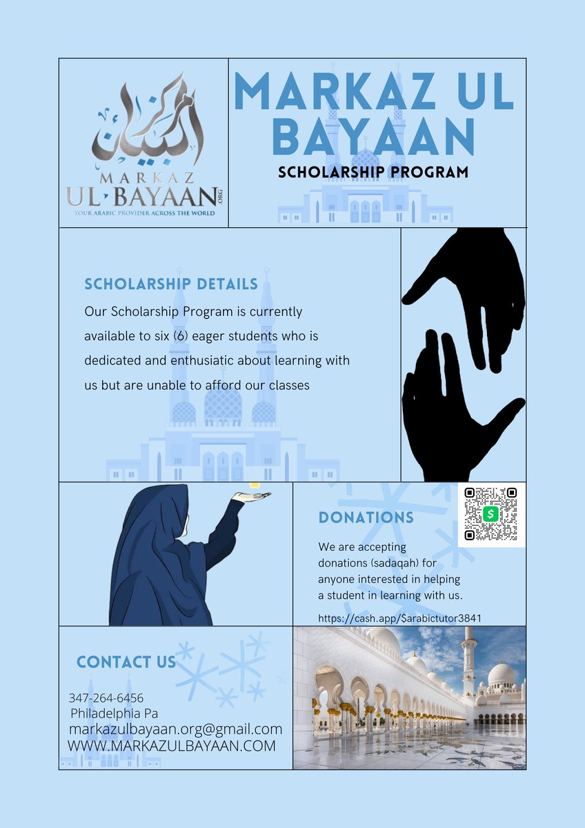 mbarabic966's tweet photo. Help Markazul Bayaan Sponsor a student to study at MB Arabic Center ! 347-264-6456 markazulbayaan.org@gmail.com all levels of Arabic and Quran with Tajweed est.2002 #helpsomeonelearn #sponsor #helpachildinneed #charity #ifyoucanthelpsomeonewhocan #giveback https://t.co/QtINad1JbQ