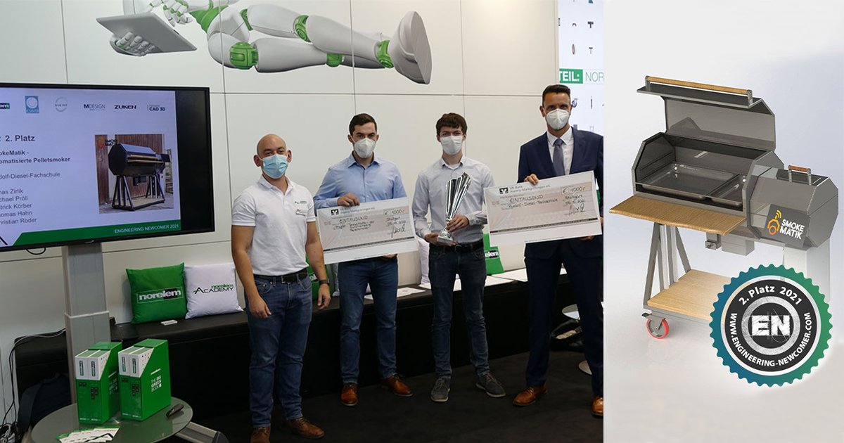 norelemuk's tweet image. Today we're celebrating one of the winning projects of this year’s #EngineeringNewcomer competition!

The second place went to the SmokeMatik automated pellet smoker developed by five pupils from the Rudolf Diesel Technical College in Nuremberg. 

👉 bit.ly/3bzbuWo