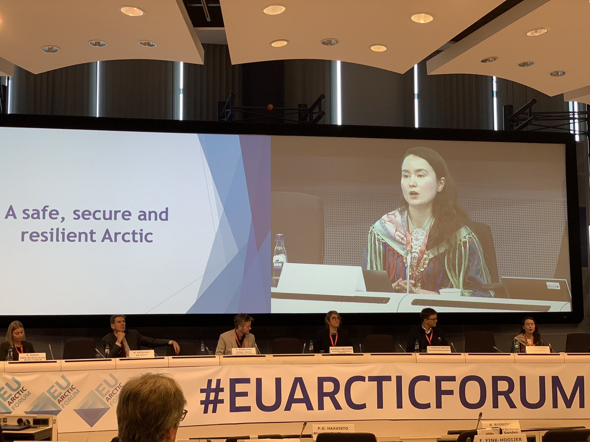 SaamiCouncil's tweet photo. Sara-Elvira Kuhmunen, Chair of @saminuorra stated at the #EUArcticForum that #EU should include Indigenous Peoples and traditional knowledge in Arctic security matters. https://t.co/wQTc4NS35u
