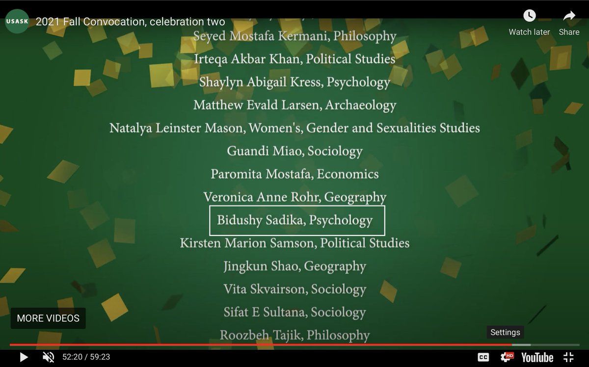 sadika_bidushy's tweet image. Happy &amp;amp; proud to be officially graduated with a Master of Arts in Culture, Health, &amp;amp; Human Development Psychology! Congrats #USaskClassof2021 for successfully graduating amid a pandemic. *pat on our backs* Also, I can&apos;t believe I&apos;m ONE step closer to becoming a Dr.🎓🙌🏽 @usask