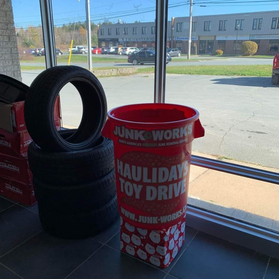 HalifaxJunk's tweet photo. Our toy drive bins are going out ! 
 The bins are at Leno's Stop Shop Station 1, Toys R Us, Fall River Chiropractic Clinic &amp; Winners - Mumford Rd.
Ready to accept donations of new toys,unopened &amp; unwrapped.
We will pick up bins &amp; deliver to The Boys &amp; Girls club &amp; @IWKFoundation https://t.co/KifL3tFsFh