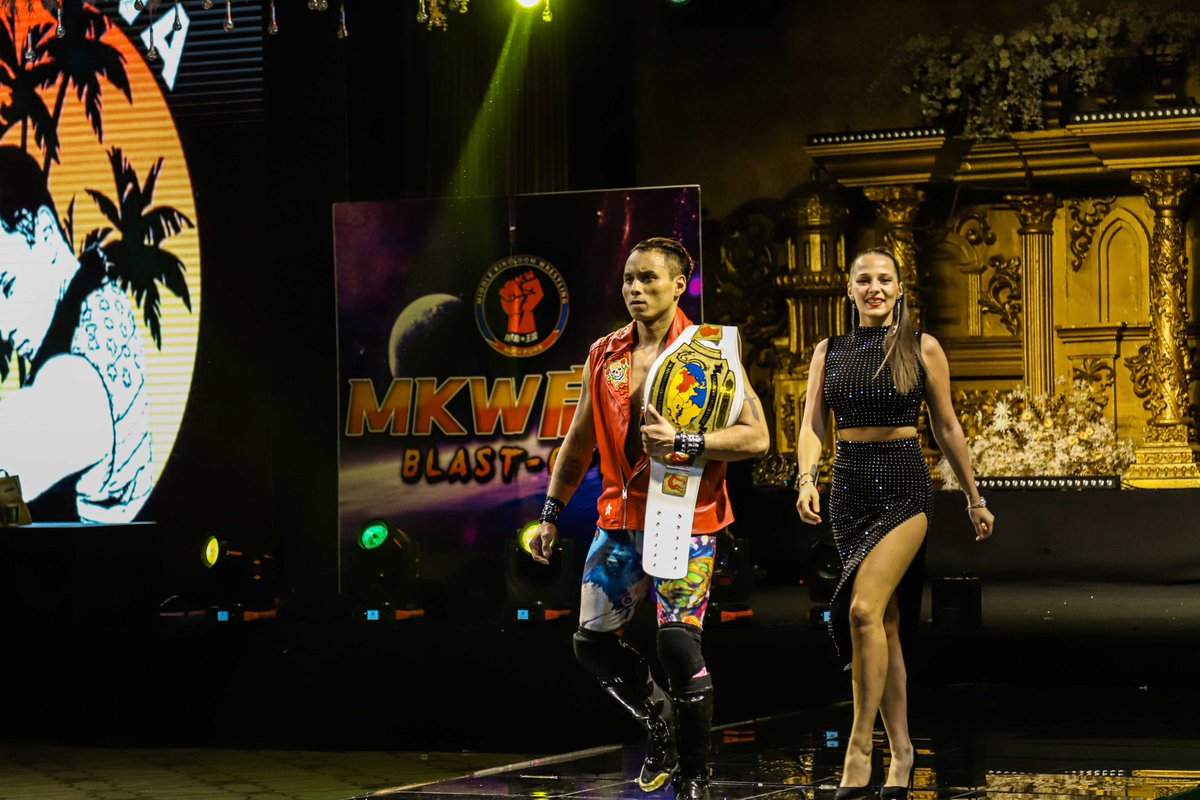 AshDesilva4's tweet photo. Making an entrance with Queen Marie   #AshSilva #belt&amp;road #championship #Middlekingdomwrestling #prowrestling https://t.co/j2c9XRcxlp