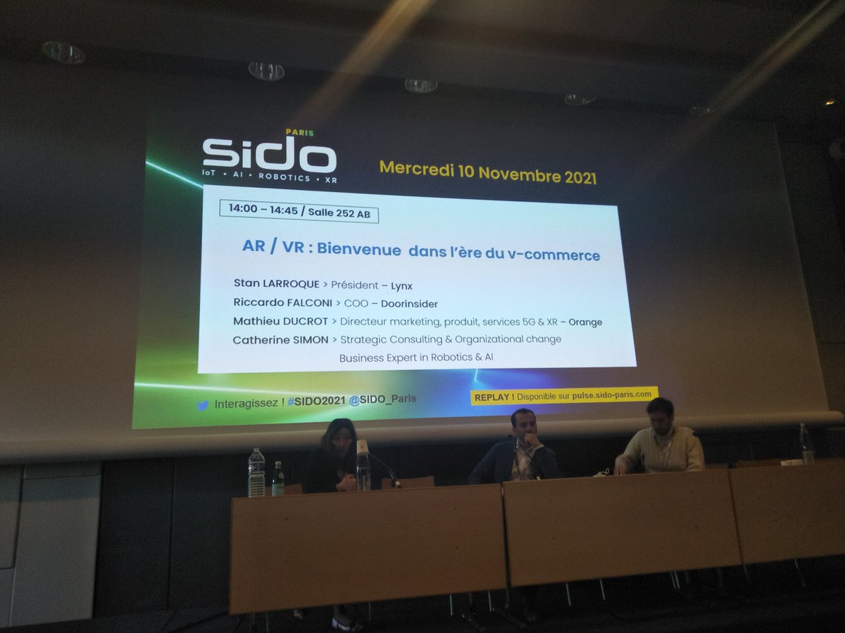[Conférence] AR /VR Bienvenue dans l'ère du v-commerce
Merci aux 3 intervenants :
Riccardo Falconi
Mathieu Ducrot
Catherine Simon
pour leur partage d'experience sur l'avenir du e-commerce. 
<a href="/orange/">Orange</a> <a href="/lynx/">Lynx</a> 
#SIDO2021 #IA #AR #VR