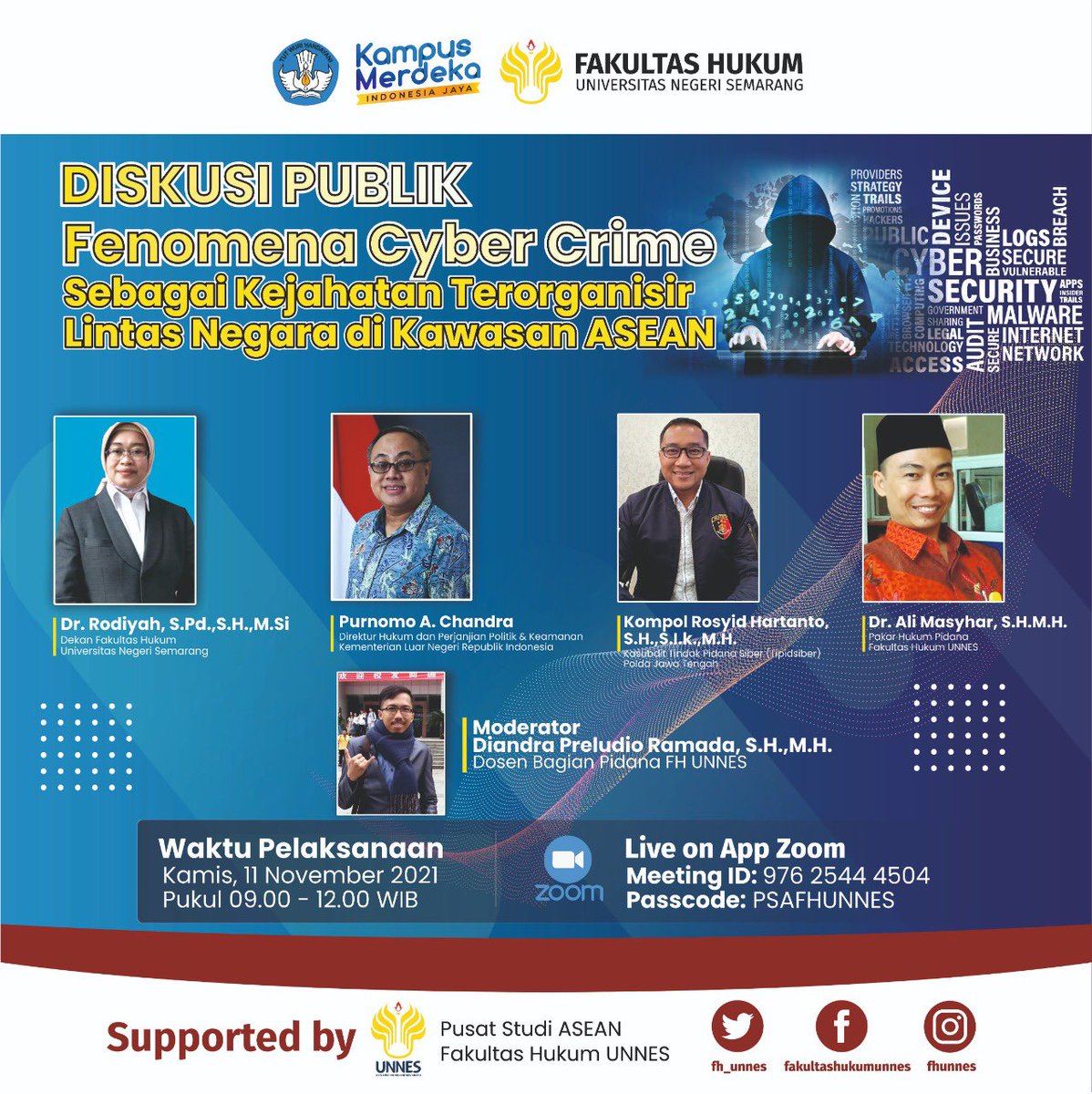 Halo #SahabatHPI! Data BSSN menunjukkan bahwa kejahatan siber semakin meningkat di masa pandemi. Bagaimana penanganan kejahatan tersebut khususnya di ASEAN? Utk dpt jawaban pertanyaan ini, yuk ikutan Diskusi Publik Fenomena Cyber Crime sbg Kejahatan Terorganisir di Kawasan ASEAN