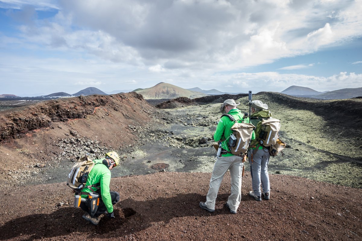 Astronaut exploration of volcanic landscapes for ESA's Pangaea training course. 