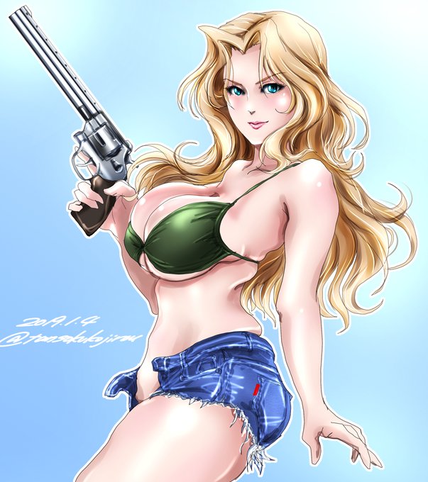 #いい銃の日 
ビッグマグナム・おケイはんw (しばらくてっぽー描いてないな〜💦) 