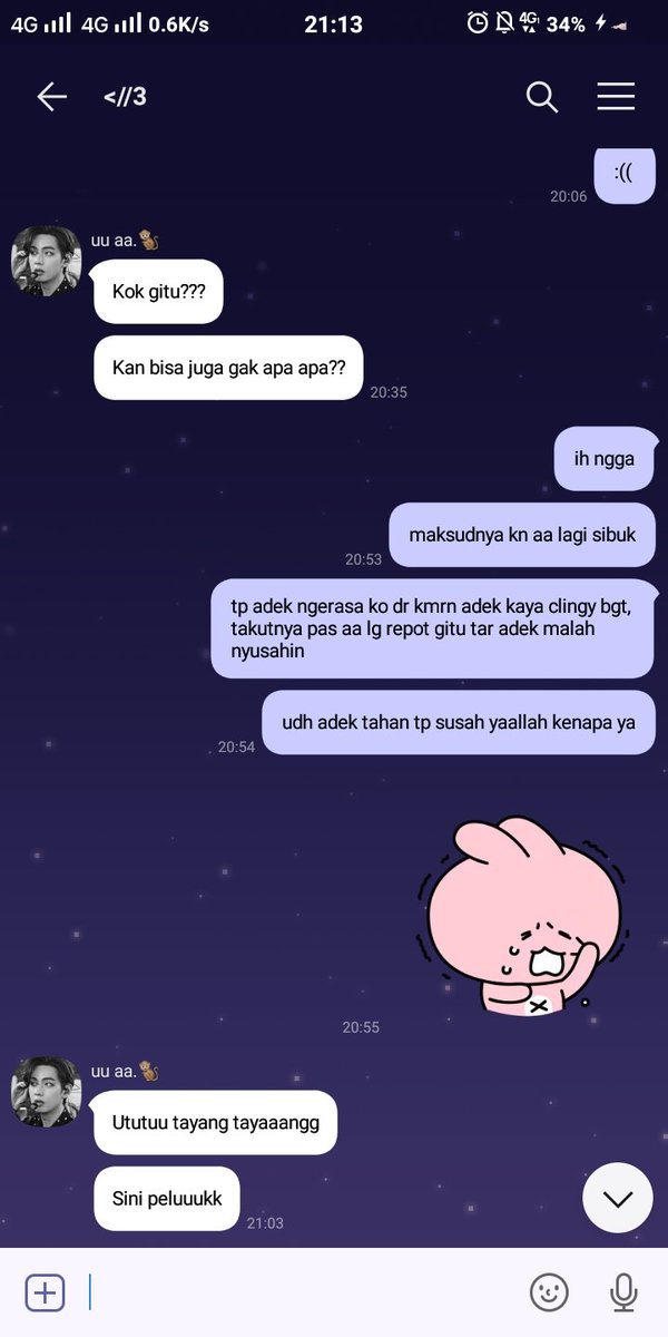 valoves's tweet photo. gatau aja gue skrg suka nangisin dia grgr nahan kangen, kaya??? knp gue skrg sensitif bgt anjir gasuka. dia pulang kerja trus lgsg pamit tidur aja gue nangis, ngapain bgt????? dia kerja mlm aja juga gue nangis????? detik inipun gue juga lg nangisss????????? gue knp anjir?????? https://t.co/XkuEguF6hh