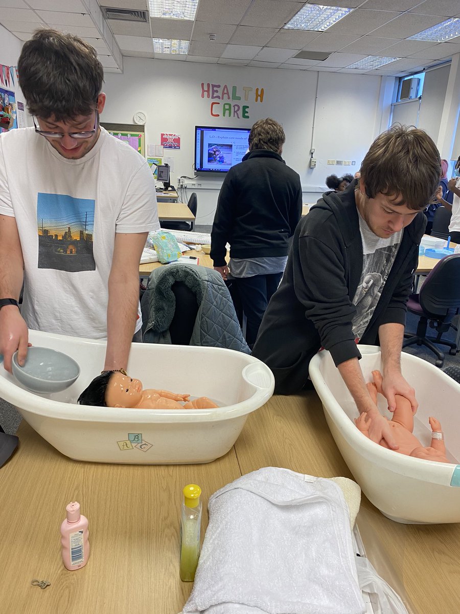 Having lots of fun investigating the care needs of infants with the Transition to Health students. #Tlevels #Health <a href="/mrsmad40/">Clare Steere</a> @CrawleyCollege